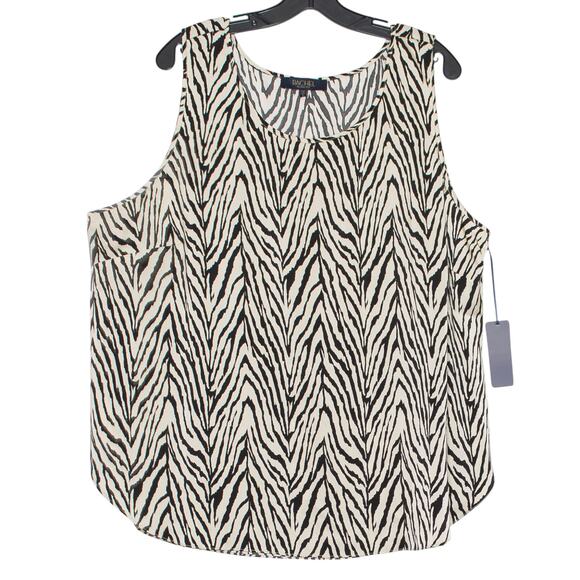 NWT Rachel Rachel Roy Tank Top Zebra Boho Safari Minimalist Neutral Statement 1X - Picture 1 of 7